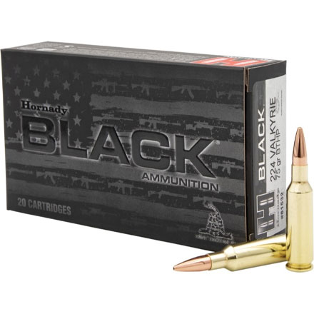 Hornady Black 224 Valkyrie 75 Grain Boat Tail Hollow Point 20 Rounds