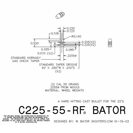.225 Diameter  6 Cavity Mold  C225-55-RF