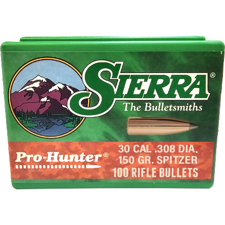 30 Caliber .308 Diameter 150 Grain Spitzer Pro Hunter 100 Count