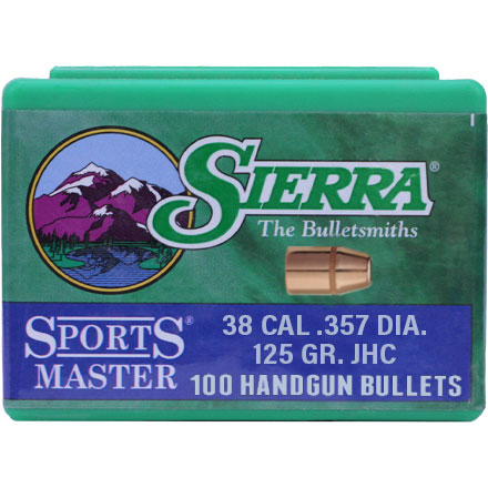 38 Caliber .357 Diameter 125 Grain Jacketed Hollow Cavity Sports Master 100 Count