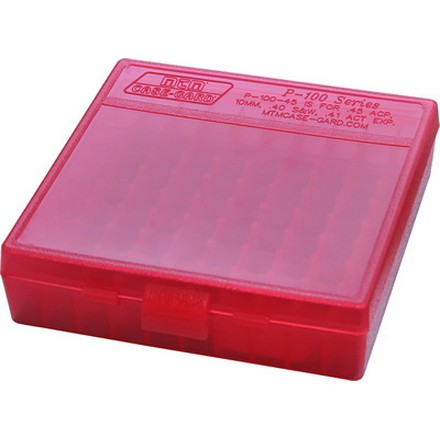 Flip Top 100 Round Ammo Box 45 ACP /10mm /40 Cal / 41 Action Express Red