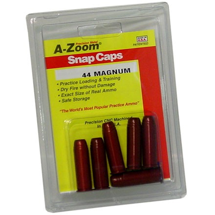 REAL WEIGHT!!! 44 REM MAG SNAP CAPS  SET OF 6 RED AND BRASS 