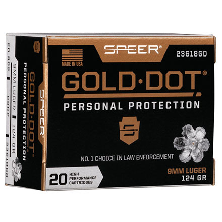 9mm Luger 124 Grain Gold Dot Hollow Point 20 Rounds