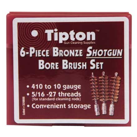 6 Piece Bronze Bristle Bore Brush Set for Shotguns
