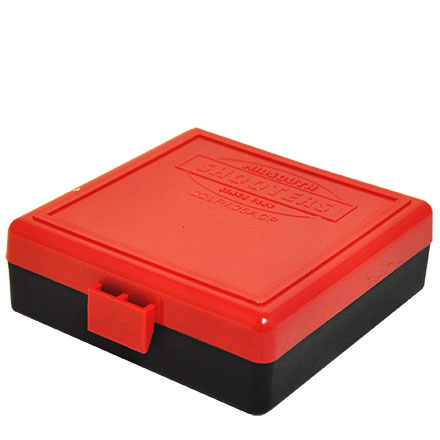 Hinged Top 100 Round Red With Black Base Ammo Box 22 Long Rifle