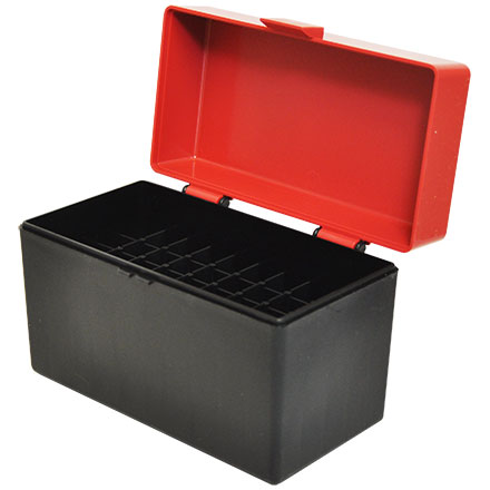 Hinged Top 50 Round Red With Black Base Ammo Box 30-06 Springfield, 270 Winchester, etc.