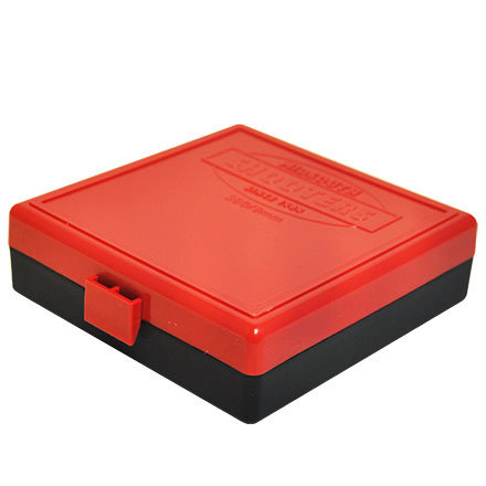 Hinged Top 100 Round Ammo Box 380/9mm Red with Black Base