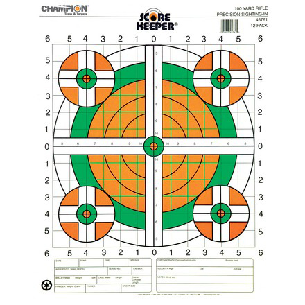 Champion Score Keeper 100 Yard Rifle Sight-In Target (12 Pack)