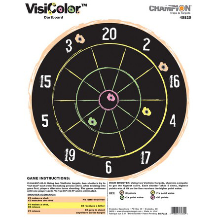 11x14" VisiColor Dartboard High-Visibility Paper Target 10 Pack