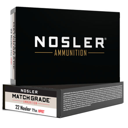 Nosler Match Grade 22 Nosler 77 Grain Custom Competition Hollow Point Boat Tail 20 Rounds