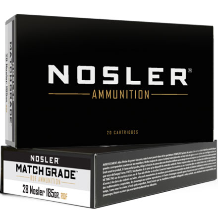 28 Nosler 185 Grain Match Grade RDF Hollow Point Boat Tail 20 Rounds