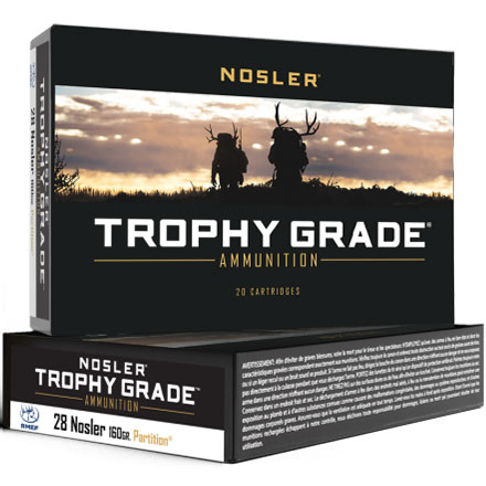 Nosler Trophy Grade 28 Nosler 160 Grain Partition 20 Rounds