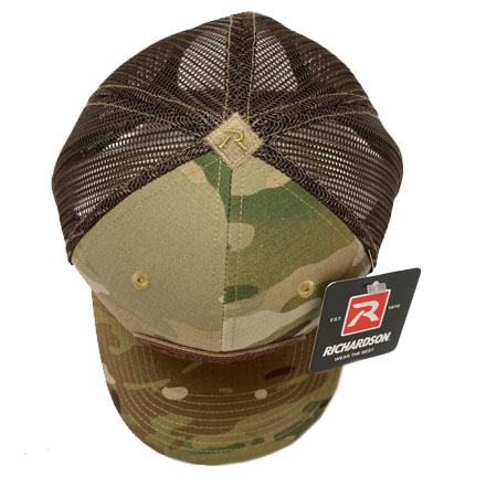 Richardson 862 Multicam Front & Coyote Brown Mesh Trucker Cap With Leather Midsouth Logo