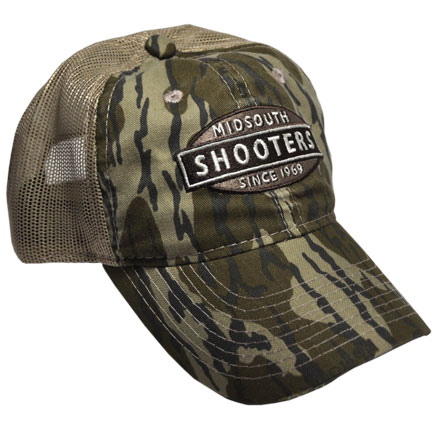 Midsouth Shooters Original Bottomland Camo Traditional Hat With Tan Mesh Back (Slightly Distressed)