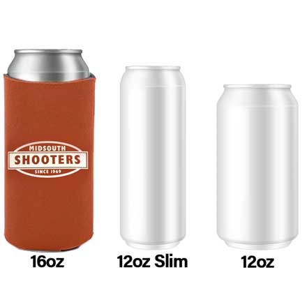 Midsouth Shooters 16oz Tall Boy Single Coozie Beige with White Text