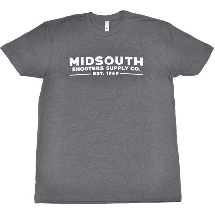 Midsouth Shooters Charcoal Heathered Crew T-Shirt with Brand (Extra Soft and Light Weight) Large