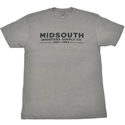 Midsouth Shooters Stone Gray Crew T-Shirt with Brand (Extra Soft and Light Weight) Medium