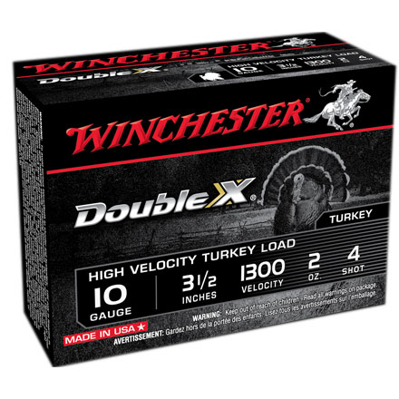 Winchester Double X 10 Gauge 3-1/2" 2oz #4 Copper Plated Lead Shot High Velocity Turkey 10 Count