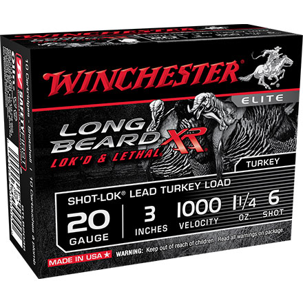 Winchester Long Beard XR 20 Gauge 3" 1-1/4oz #6 Copper Plated Lead Shot 10 Count