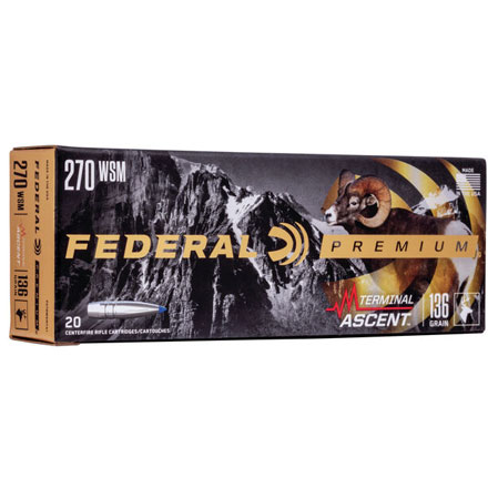 Federal 270 Winchester Short Magnum 136 Grain Terminal Ascent 20 Rounds