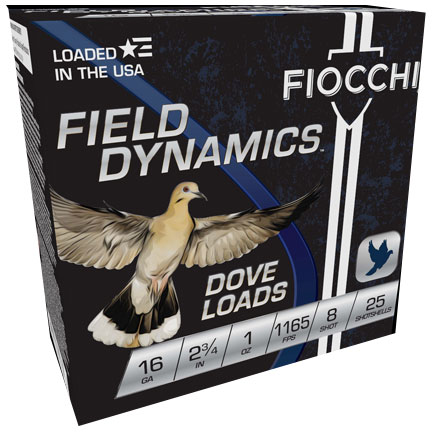 Fiocchi 16 Gauge 2 3/4" 1oz #8 Dove & Quail 25 Rounds 1,165 fps