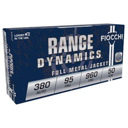 Fiocchi Range Dynamics 380 Auto 95 Grain Full Metal Jacket 50 Rounds