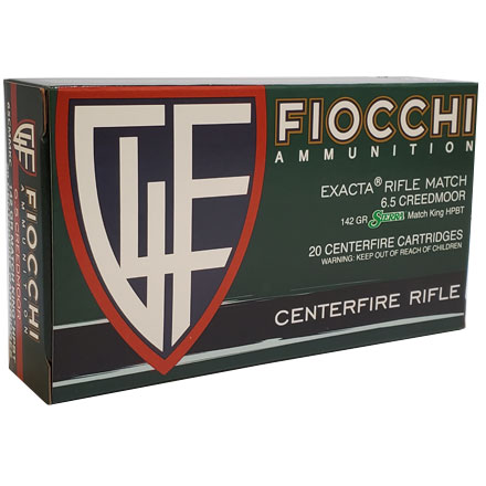 Fiocchi 6.5 Creedmoor 142 Grain Hollow Point Boat Tail MatchKing 20 Rounds