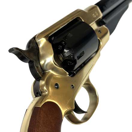 1858 Remington New Army Black Powder Revolver 44 Caliber Brass Frame Walnut Grip 8 Inch Barrel