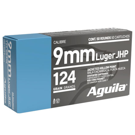 Aguila 9mm Luger Jacketed Hollow Point 124 Grain 50 Rounds