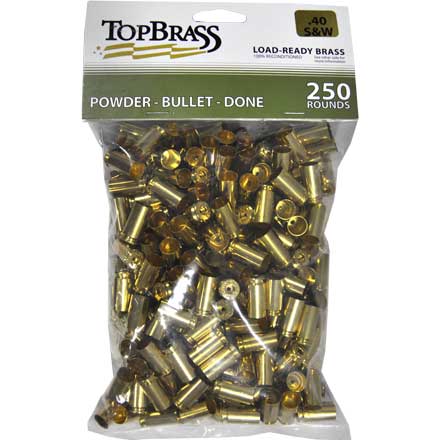Top Brass 40 Smith & Wesson Reconditioned Unprimed Pistol Brass 250 Count