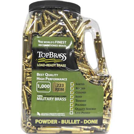 Top Brass .223 Remington Reconditioned Unprimed Rifle Brass 1,000 Count