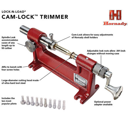 Cam-Lock Case Trimmer With Pilots And Case Prep Duo Combo