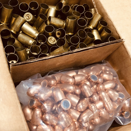 380 Loader Pack (250 Count 380 ACP Once Fired Brass & 250 Count 100 Grain Hornady FMJ Bullets)