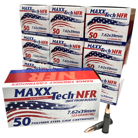 MAXXTech Not From Russia 7.62x39 Steel Case 123 Grain Full Metal Jacket 500 Round Case Loaded in USA
