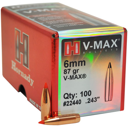 6mm .243 Diameter 87 Grain V-Max 100 Count