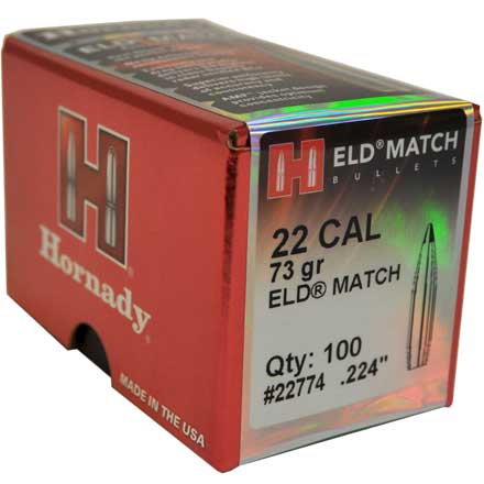 22 Caliber .224 Diameter 73 Grain ELD Match 100 Count