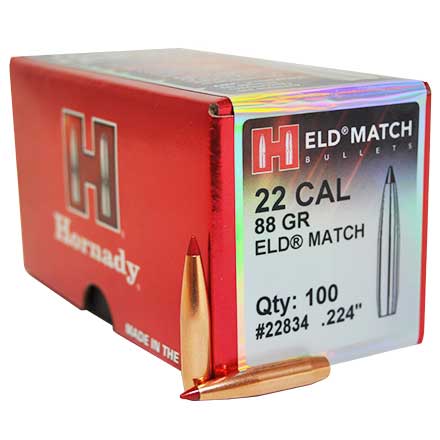 22 Caliber .224 Diameter 88 Grain ELD Match 100 Count