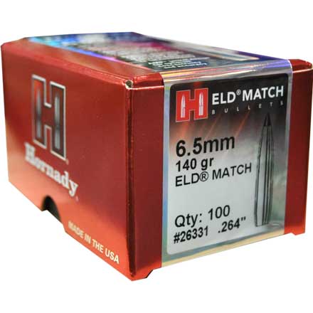 6.5mm .264 Diameter 140 Grain  ELD-Match 100 Count