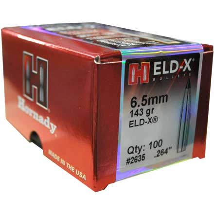 6.5mm .264 Diameter 143 Grain ELD-X 100 Count