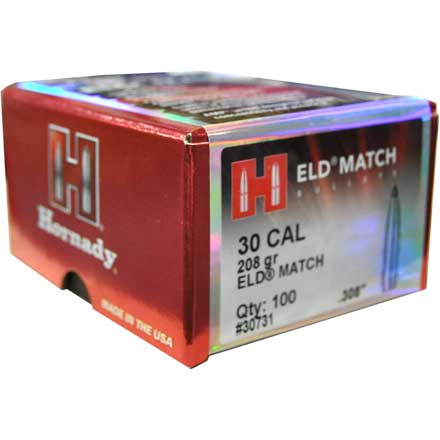 30 Caliber .308 Diameter 208 Grain ELD-Match 100 Count