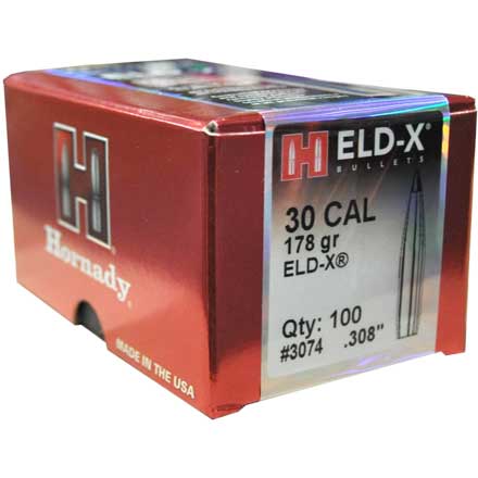 30 Caliber .308 Diameter 178 Grain ELD-X 100 Count