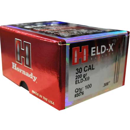 30 Caliber .308 Diameter 200 Grain ELD-X 100 Count