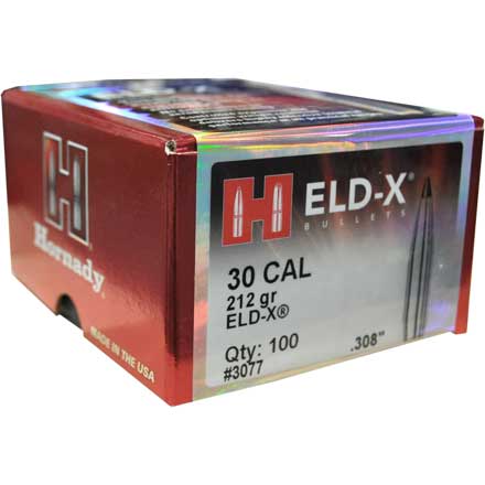 30 Caliber .308 Diameter 212 Grain ELD-X 100 Count