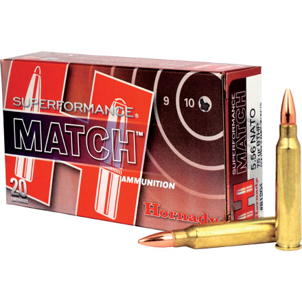 5.56 Nato 75 Grain Boat Tail Hollow Point Superformance Match 20 Rounds