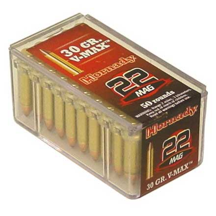 Hornady Varmint Express 22 Winchester Magnum 30 Grain V-Max 50 Rounds