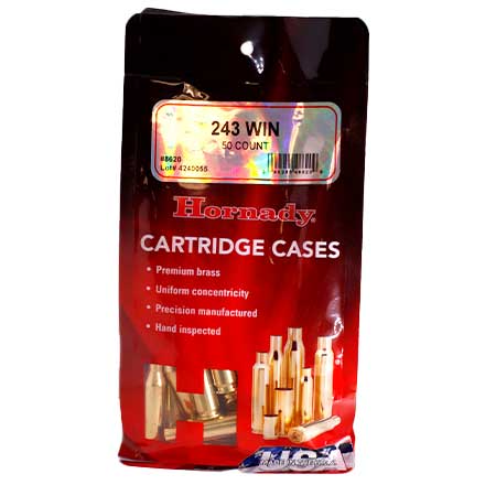 243 Winchester Unprimed Rifle Brass 50 Count