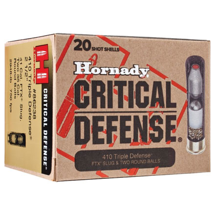 Hornady Critical Defense 410 Gauge 2-1/2" Triple Defense 20 Rounds 750fps