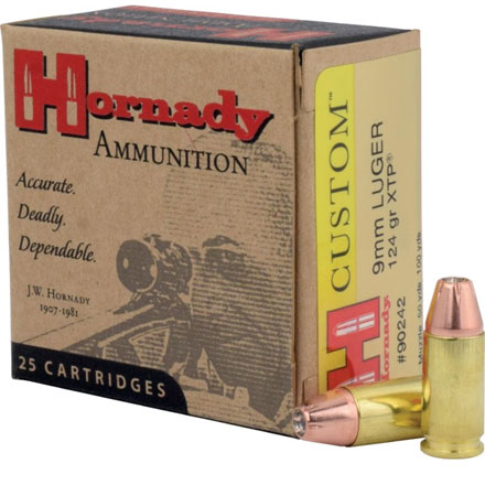 Hornady 9mm Luger 124 Grain XTP Jacketed Hollow Point 25 Rounds