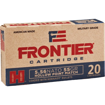 Hornady Frontier 5.56 NATO 55 Grain Hollow Point Match 20 Rounds