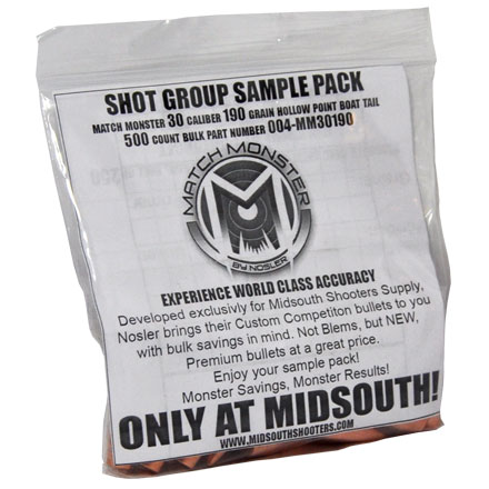 Match Monster 30 Caliber .308 Diameter 190 Grain Boat Tail Hollow Point 20 Count Sample Pack